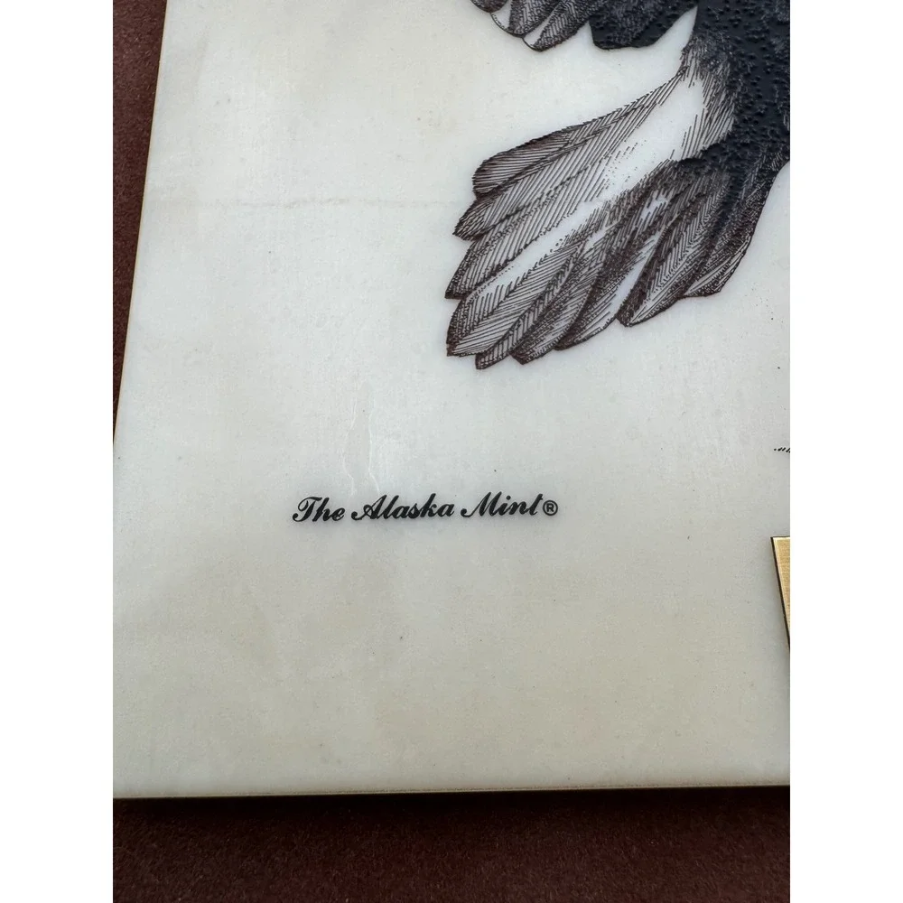 Vintage Bill Devine‎ Alaska Mint Kiana Bald Eagle Scrimshaw Etching Framed 1981